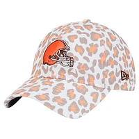 Women's New Era White Cleveland Browns Active Leopard 9TWENTY Adjustable Hat