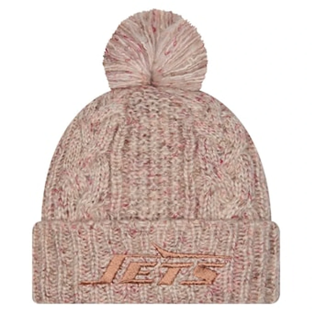 Women's New Era Stone New York Jets Trendy Tone Cuffed Knit Hat with Pom