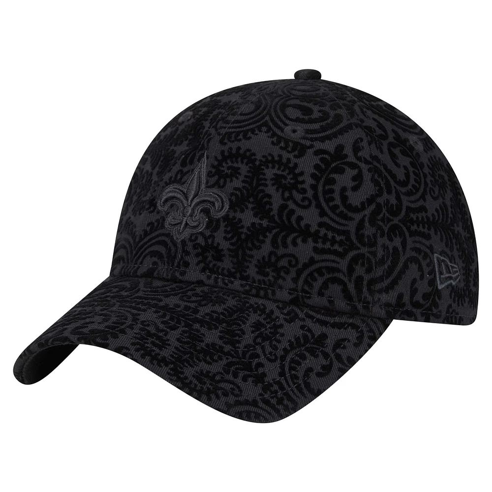 Women's New Era Black New Orleans Saints Flair 9TWENTY Adjustable Hat