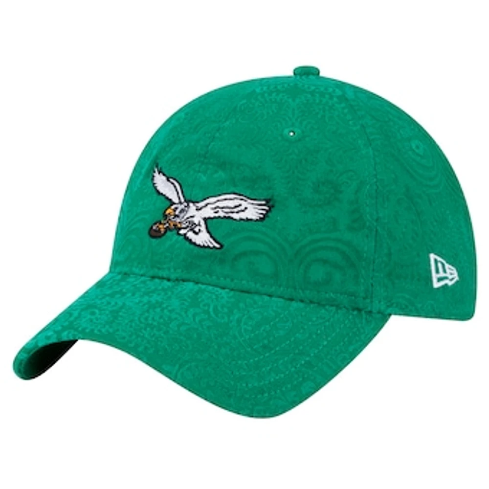 Women's New Era Kelly Green Philadelphia Eagles Flair 9TWENTY Adjustable Hat