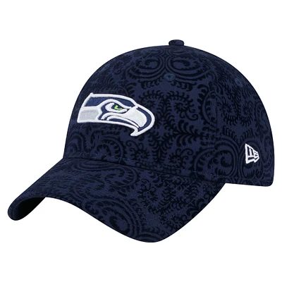 Women's New Era College Navy Seattle Seahawks Flair 9TWENTY Adjustable Hat