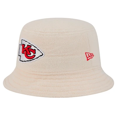 Women's New Era Cream Kansas City Chiefs Cozy Sherpa Bucket Hat