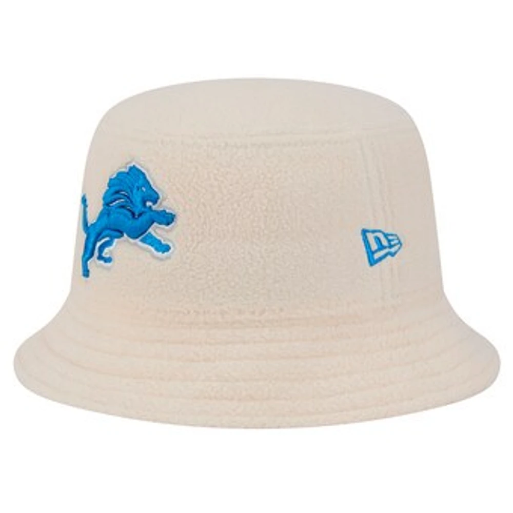 Women's New Era Cream Detroit Lions Cozy Sherpa Bucket Hat