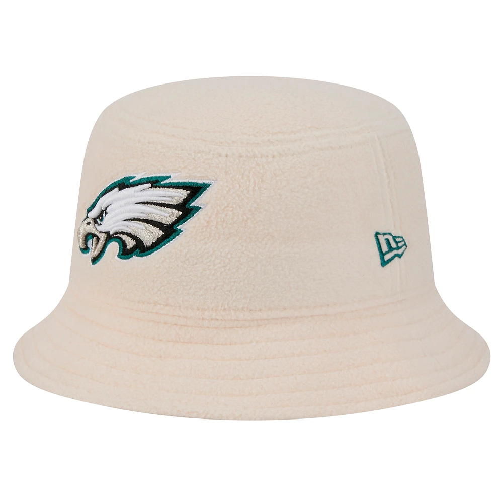 Women's New Era Cream Philadelphia Eagles Cozy Sherpa Bucket Hat