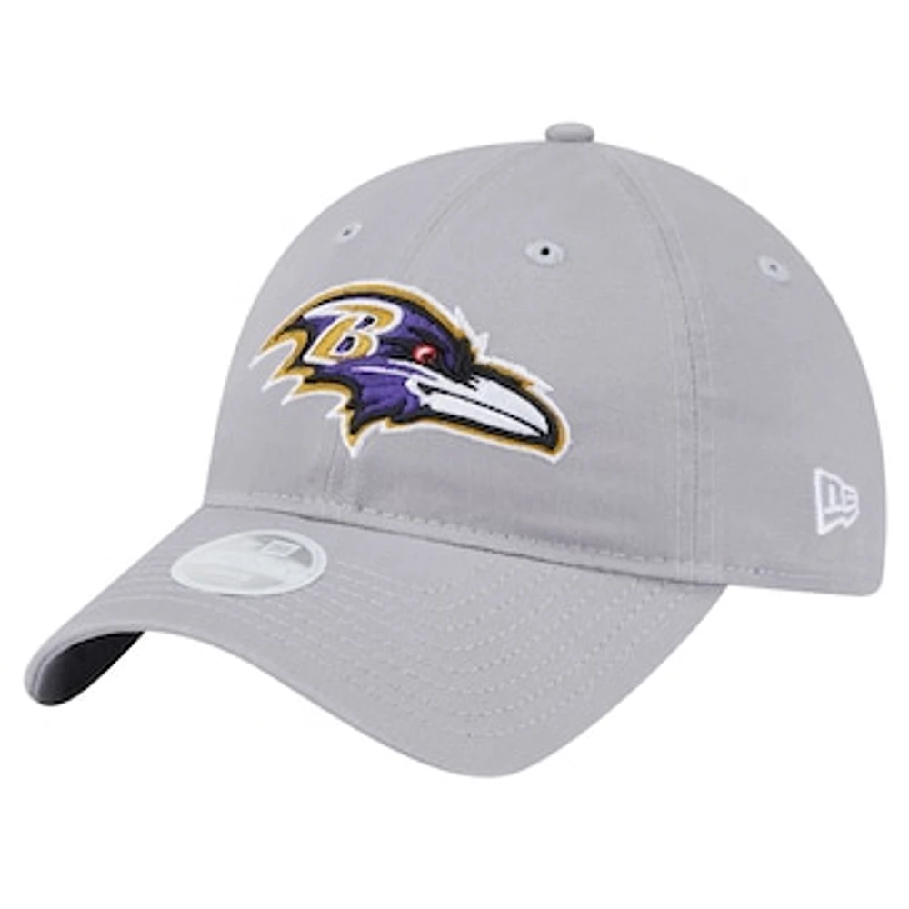 Women's New Era Gray Baltimore Ravens Main 9TWENTY Adjustable Hat