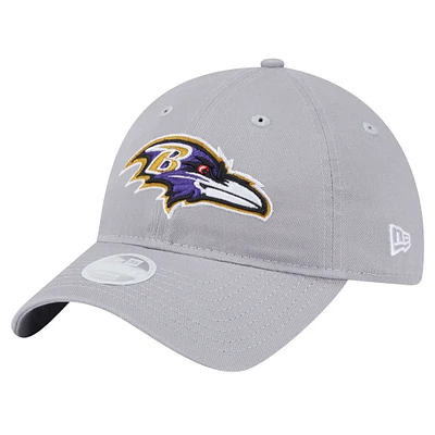 Women's New Era Gray Baltimore Ravens Main 9TWENTY Adjustable Hat