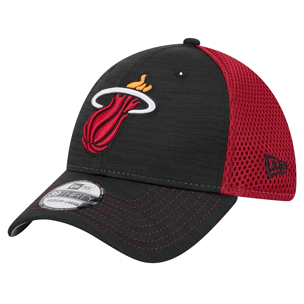 Men's New Era Black Miami Heat Active Tech Neo Flex 39THIRTY Hat