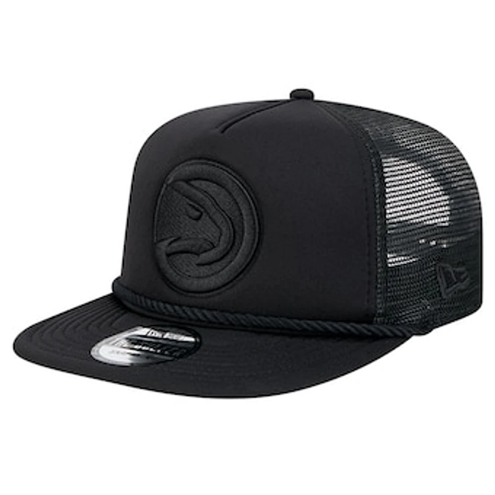 Men's New Era Black Atlanta Hawks Tone Foam Meshback Golfer Snapback Hat