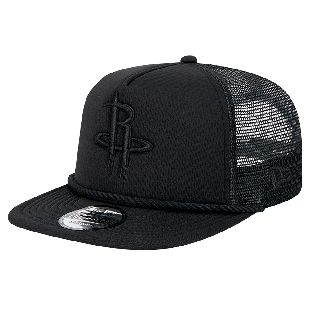 Men's New Era Black Houston Rockets Tone Foam Meshback Golfer Snapback Hat