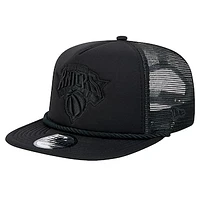 Men's New Era Black New York Knicks Tone Foam Meshback Golfer Snapback Hat