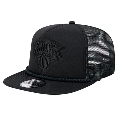 Men's New Era Black New York Knicks Tone Foam Meshback Golfer Snapback Hat