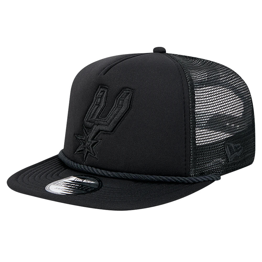 Men's New Era Black San Antonio Spurs Tone Foam Meshback Golfer Snapback Hat