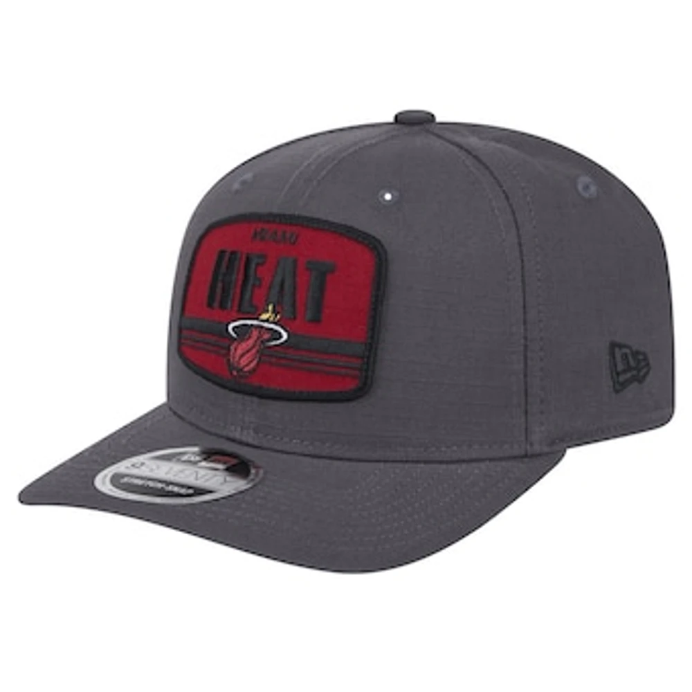 Men's New Era Graphite Miami Heat Team Elevated Patch 9SEVENTY Adjustable Hat