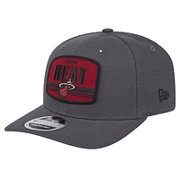 Men's New Era Graphite Miami Heat Team Elevated Patch 9SEVENTY Adjustable Hat