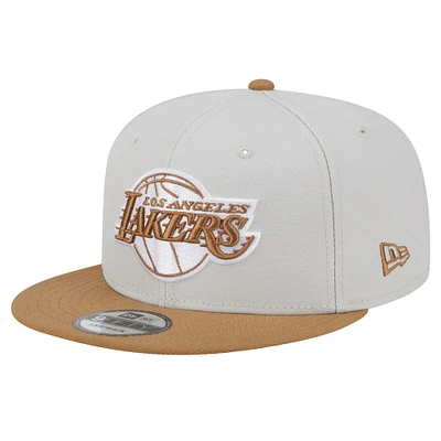 Men's New Era Cream/Tan Los Angeles Lakers Color Pack 2-Tone 9FIFTY Snapback Hat