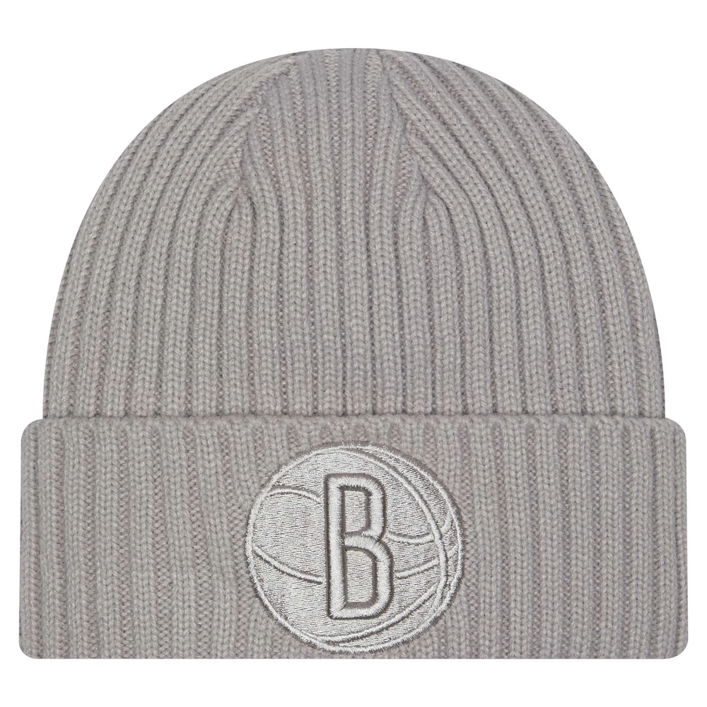 Men's New Era Gray Brooklyn Nets Color Pack Cuffed Knit Hat