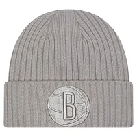 Men's New Era Gray Brooklyn Nets Color Pack Cuffed Knit Hat