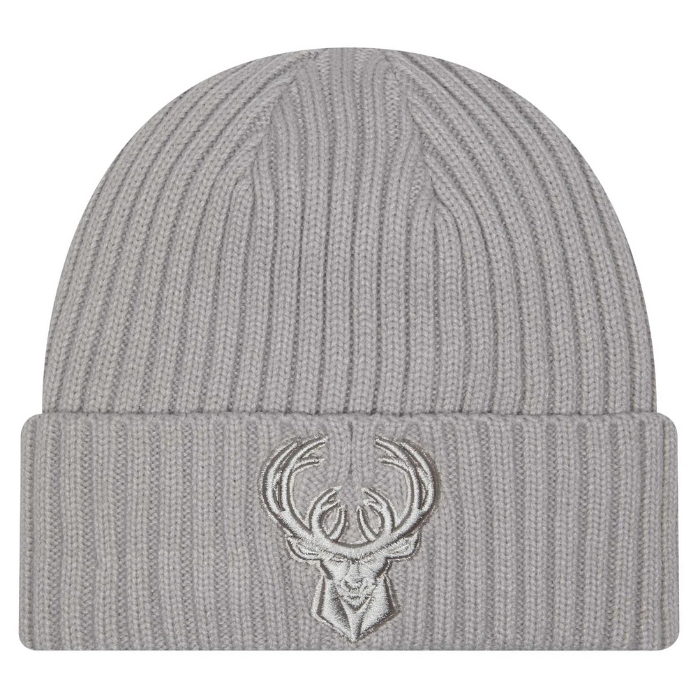 Men's New Era Gray Milwaukee Bucks Color Pack Cuffed Knit Hat