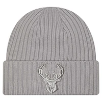 Men's New Era Gray Milwaukee Bucks Color Pack Cuffed Knit Hat