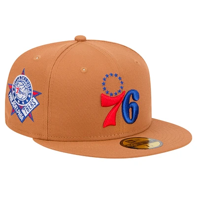 Men's New Era Tan Philadelphia 76ers Color Pack 59FIFTY Fitted Hat