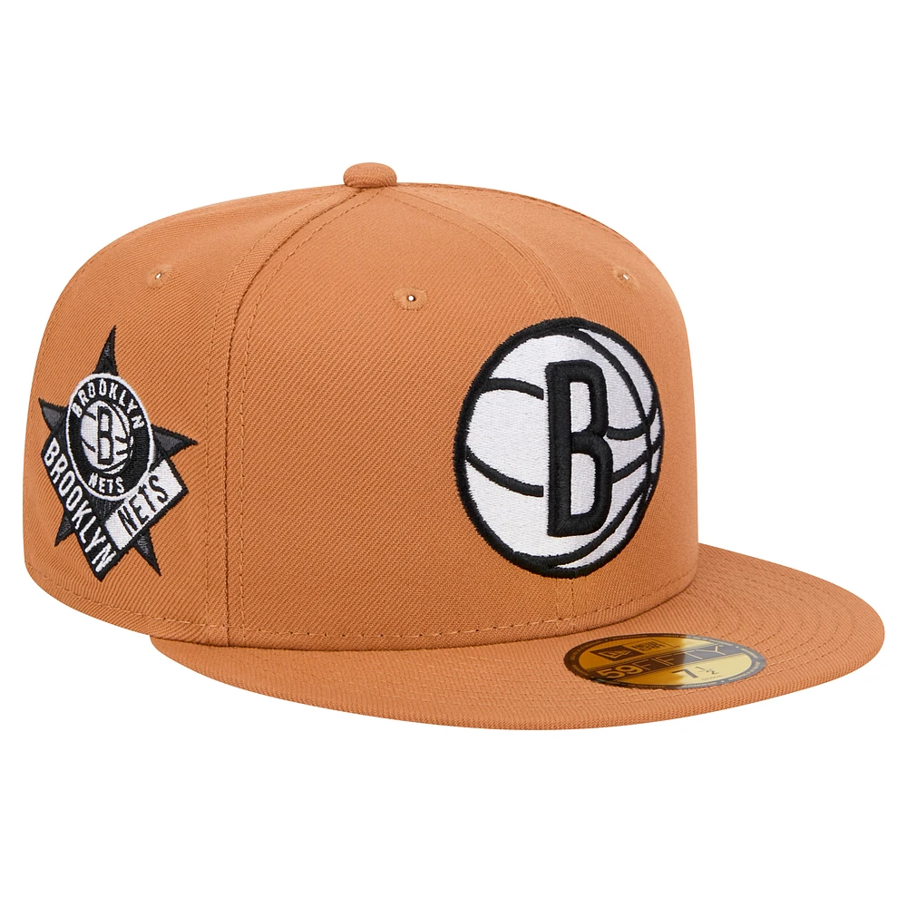 Men's New Era Tan Brooklyn Nets Color Pack 59FIFTY Fitted Hat