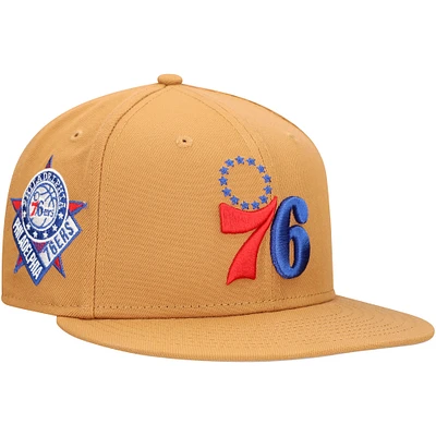 Men's New Era Tan Philadelphia 76ers Color Pack 9FIFTY Snapback Hat