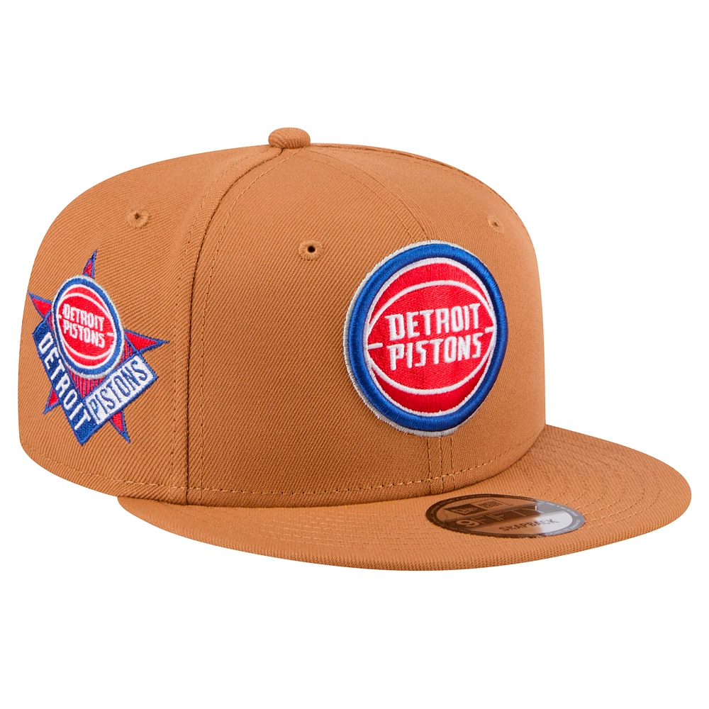 Men's New Era Tan Detroit Pistons Color Pack 9FIFTY Snapback Hat