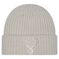 Men's New Era Cream Milwaukee Bucks Color Pack Cuffed Knit Hat