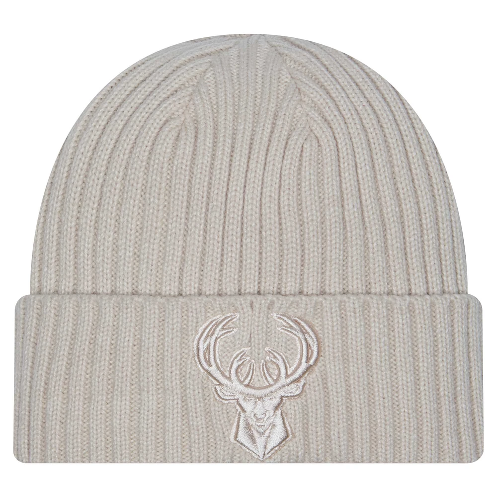 Men's New Era Cream Milwaukee Bucks Color Pack Cuffed Knit Hat