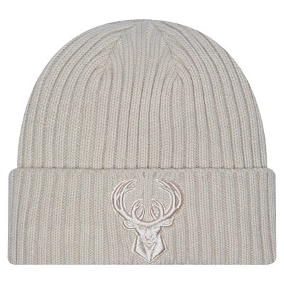 Men's New Era Cream Milwaukee Bucks Color Pack Cuffed Knit Hat