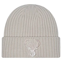 Men's New Era Cream Milwaukee Bucks Color Pack Cuffed Knit Hat