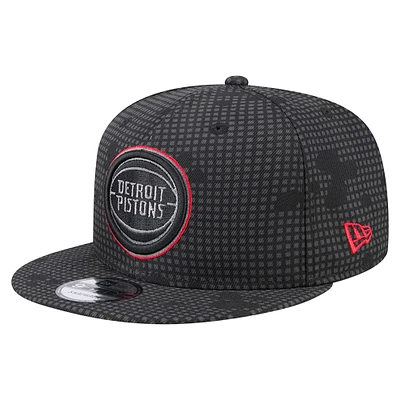 Men's New Era Black Detroit Pistons Midnight Ink Pop Outline 9FIFTY Snapback Hat