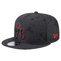 Men's New Era Black Philadelphia 76ers Midnight Ink Pop Outline 9FIFTY Snapback Hat