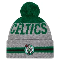 Men's New Era Gray Boston Celtics Sport Night Runner Cuffed Knit Hat with Pom