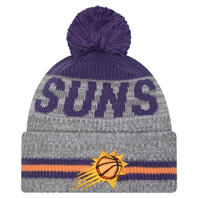 Men's New Era Gray Phoenix Suns Sport Night Runner Cuffed Knit Hat with Pom