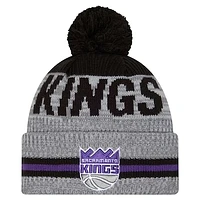 Men's New Era Gray Sacramento Kings Sport Night Runner Cuffed Knit Hat with Pom