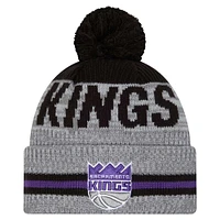 Men's New Era Gray Sacramento Kings Sport Night Runner Cuffed Knit Hat with Pom