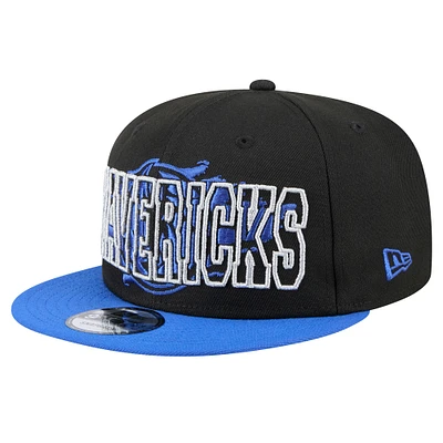 Men's New Era Black/Blue Dallas Mavericks Sport Night Splatter 2-Tone 9FIFTY Snapback Hat