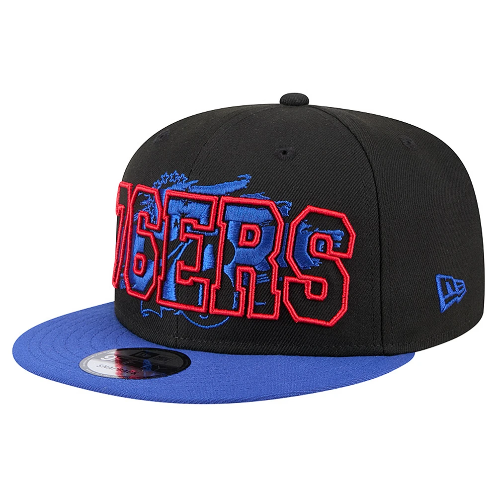 Men's New Era Black/Royal Philadelphia 76ers Sport Night Splatter 2-Tone 9FIFTY Snapback Hat