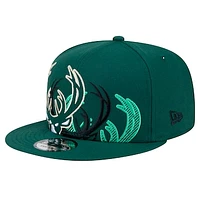 Men's New Era Hunter Green Milwaukee Bucks Sport Night Team Shadow 9FIFTY Snapback Hat