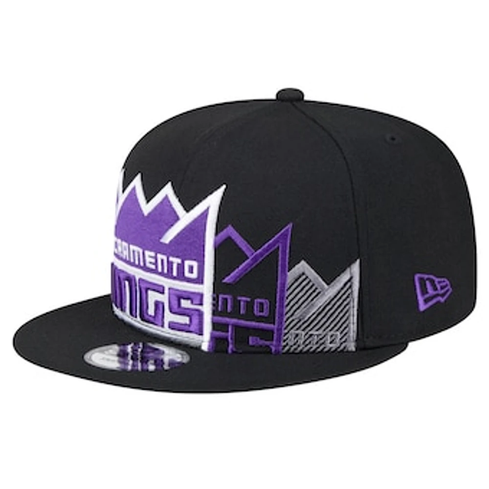 Men's New Era Black Sacramento Kings Sport Night Team Shadow 9FIFTY Snapback Hat