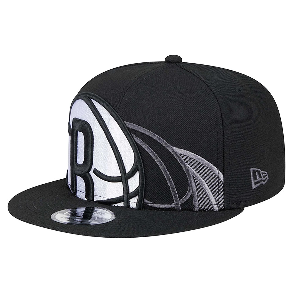 Men's New Era Black Brooklyn Nets Sport Night Team Shadow 9FIFTY Snapback Hat