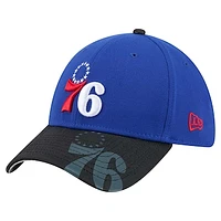 Men's New Era Royal/Black Philadelphia 76ers Sport Night Visor Hit 39THIRTY Flex Hat