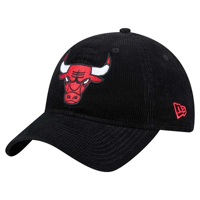 Men's New Era  Black Chicago Bulls Throwback Corded 9TWENTY Adjustable Hat