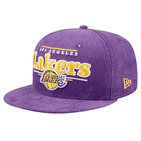 Men's New Era Purple Los Angeles Lakers Throwback Display Corduroy 9FIFTY Snapback Hat