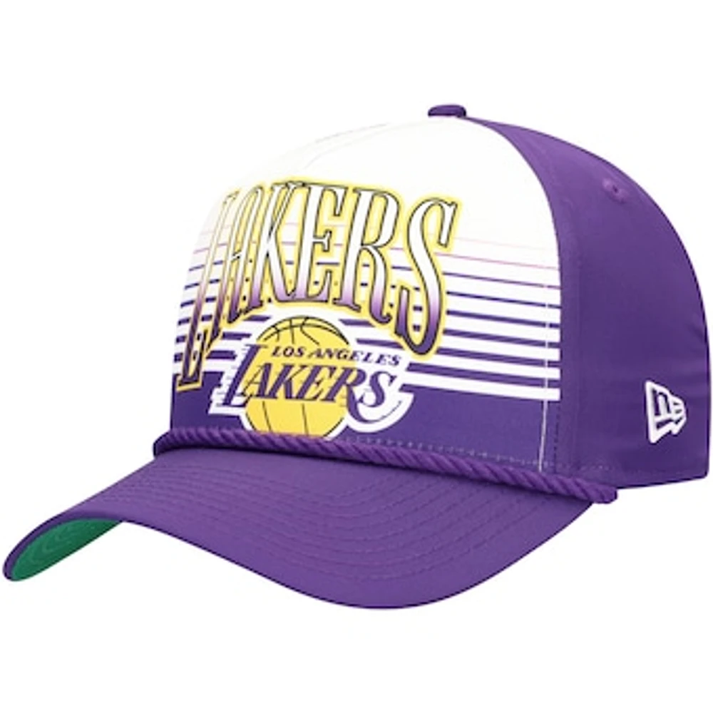 Men's New Era Purple Los Angeles Lakers Throwback Gradient A-Frame 9FORTY Adjustable Hat