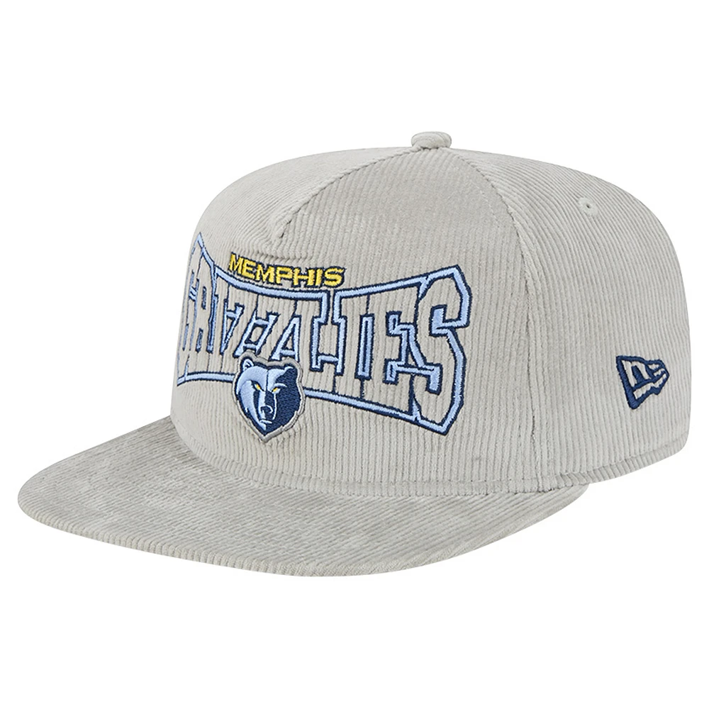 Men's New Era Gray Memphis Grizzlies Throwback Corduroy Golfer Snapback Hat