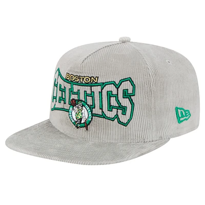 Men's New Era Gray Boston Celtics Throwback Corduroy Golfer Snapback Hat