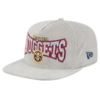 Men's New Era Gray Denver Nuggets Throwback Corduroy Golfer Snapback Hat