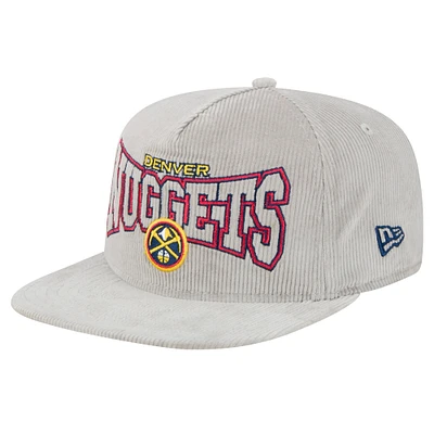 Men's New Era Gray Denver Nuggets Throwback Corduroy Golfer Snapback Hat